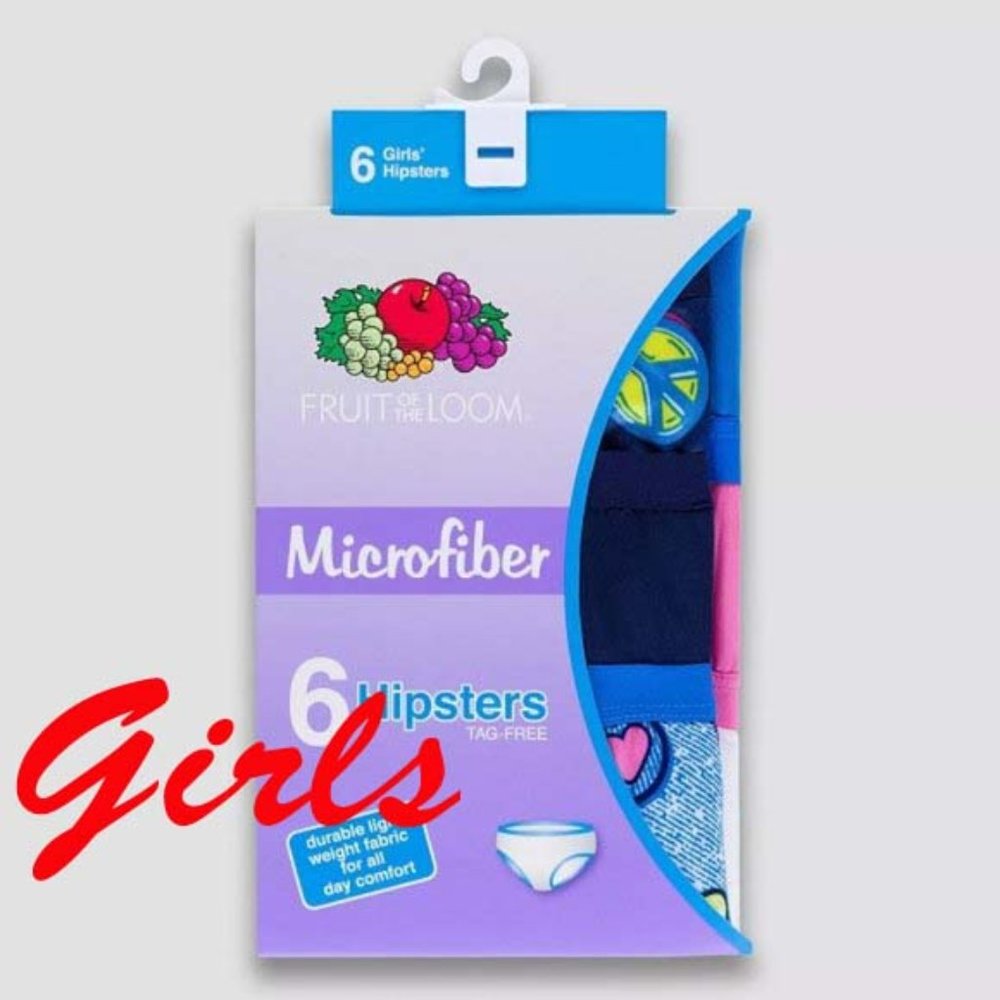 NWT Fruit of the Loom Girls' 6pk Hipster Briefs - Picture 1 of 3